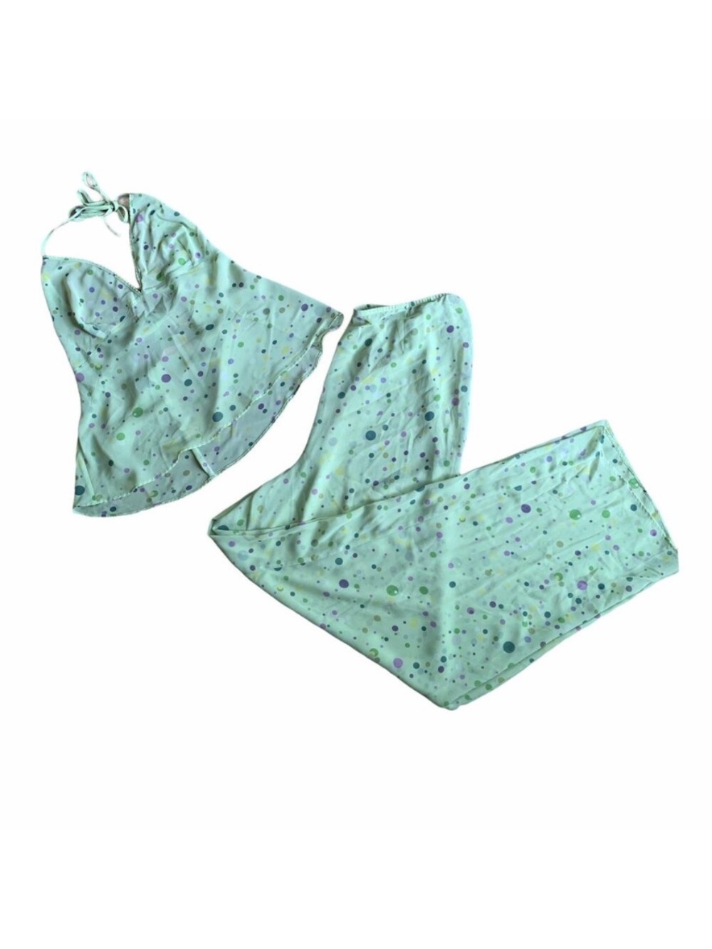 Victoria Secret Vintage  Green Polka Dot Sheer Two-Piece Sleep Set
